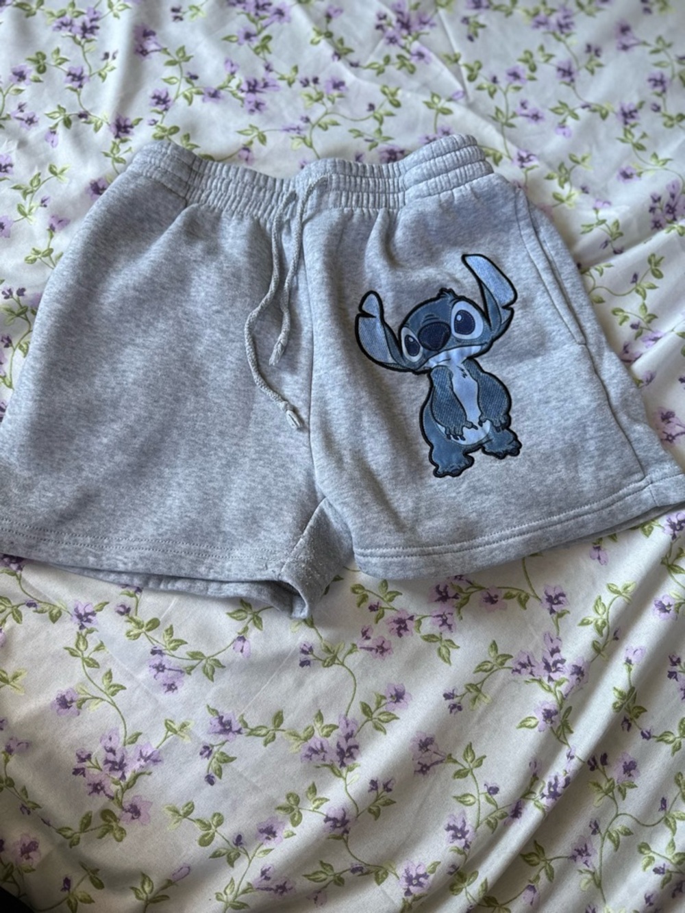 Disney Gray High Waist Women’s Shorts with Stitch Graphic